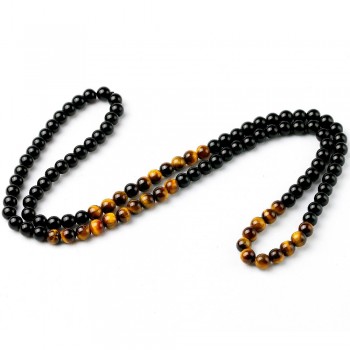 Black Onyx Mens Tiger Eye Stone Bead Necklace Fashion Natural Stone Jewelry New Design Handmade Gift