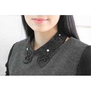 MIARA.L torques black lace beaded collar choker collar necklace fake collar women s clothing accessories sweet false collar