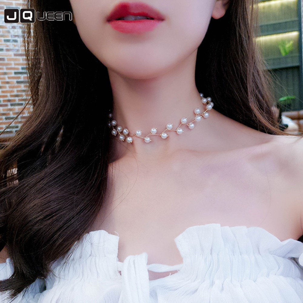 Fashion Multilayer Chain Imitation Pearl Necklaces Newest Irregular  Women Wedding Bride Gold Necklace Jewelry Accessories Gift