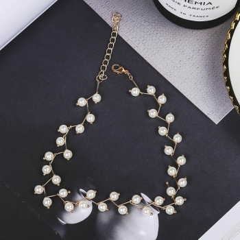 Fashion Multilayer Chain Imitation Pearl Necklaces Newest Irregular  Women Wedding Bride Gold Necklace Jewelry Accessories Gift
