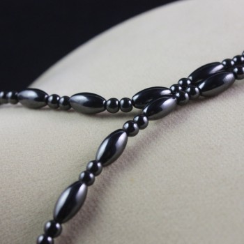 Magnetic Hematite oval beads Necklace Beaded Health Necklace Gift for Men and Women 6x12mm
