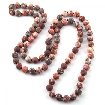 Free Shipping Fashion Jewelry Frosted Onyx Semi Precious Stones Bead long Knotted Necklace