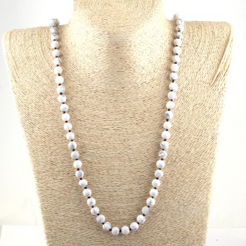 Free Shipping Fashion Jewelry Frosted Onyx Semi Precious Stones Bead long Knotted Necklace