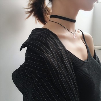 M MISM Kroean Style Chokers Minimalist Necklace For Woman Girls Statement Triangle Multilayer Fashion Jewelry Beach Necklaces