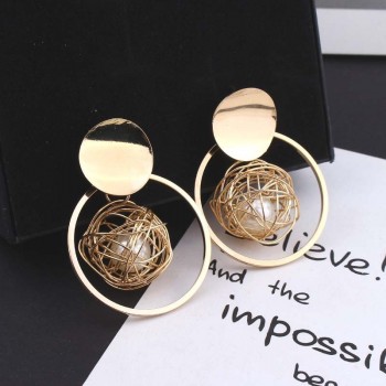 LZHLQ Drop Dangle Earrings Statement Earrings 2018 Fashion Metal Earrings For Women Gold And Silver Jewelry Simple Vintage