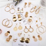 17KM Gold Geometric Dangle Earrings For Women New Design Round Heart Hollow Drop Earring Brincos Metal Statement Vintage Jewelry