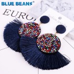 Tassel earrings bohemian statement luxury long earring valentines day handmade women geometric fringe fashion big rhinestone cc