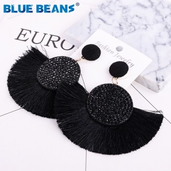Tassel earrings bohemian statement luxury long earring valentines day handmade women geometric fringe fashion big rhinestone cc