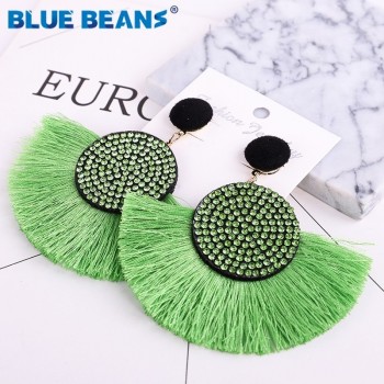 Tassel earrings bohemian statement luxury long earring valentines day handmade women geometric fringe fashion big rhinestone cc