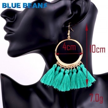 Tassel earrings bohemian statement luxury long earring valentines day handmade women geometric fringe fashion big rhinestone cc
