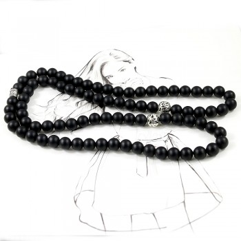 Natural Matte Black Onyx Handmade Necklaces 10mm Beads Mala Necklace Long Necklace Energy Men Jewelry
