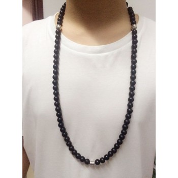 Natural Matte Black Onyx Handmade Necklaces 10mm Beads Mala Necklace Long Necklace Energy Men Jewelry