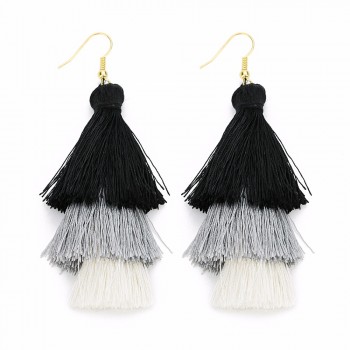LOULEUR 3 Layered Bohemian Fringed Cheap Statement Tassel Earrings High Quality Brand Fashion Women Drop Dangle Earring Jewelry