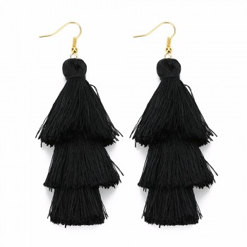 LOULEUR 3 Layered Bohemian Fringed Cheap Statement Tassel Earrings High Quality Brand Fashion Women Drop Dangle Earring Jewelry
