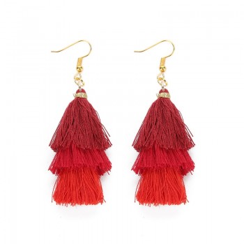 LOULEUR 3 Layered Bohemian Fringed Cheap Statement Tassel Earrings High Quality Brand Fashion Women Drop Dangle Earring Jewelry