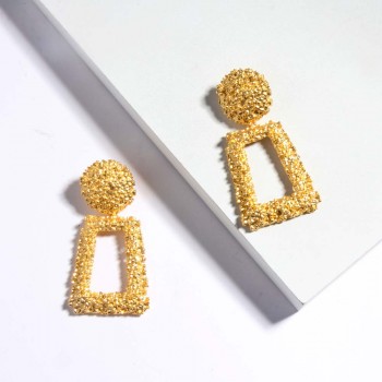 Flatfoosie Vintage za Crystal Dangle Earrings For Women Fashion New Geometric Statement Drop Earring Female Party Luxury Jewelry