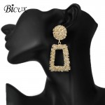 BICUX Vintage Statement Big Geometric Earrings Fashion Long Gold Drop Earrings for Women Party Metal Hanging Earring Jewelry