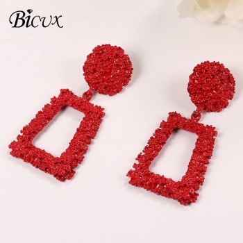 BICUX Vintage Statement Big Geometric Earrings Fashion Long Gold Drop Earrings for Women Party Metal Hanging Earring Jewelry