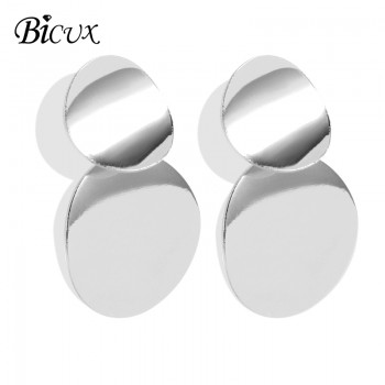 BICUX Vintage Statement Big Geometric Earrings Fashion Long Gold Drop Earrings for Women Party Metal Hanging Earring Jewelry