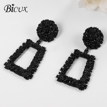 BICUX Vintage Statement Big Geometric Earrings Fashion Long Gold Drop Earrings for Women Party Metal Hanging Earring Jewelry