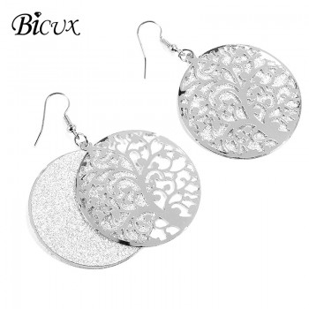 BICUX Vintage Statement Big Geometric Earrings Fashion Long Gold Drop Earrings for Women Party Metal Hanging Earring Jewelry