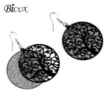 BICUX Vintage Statement Big Geometric Earrings Fashion Long Gold Drop Earrings for Women Party Metal Hanging Earring Jewelry