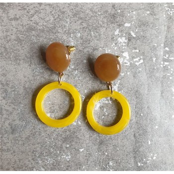 HUANZHI Design Geometric Irregular Marble Pattern Stone Sice Resin Long Drop Acetate Earring for Women Girls Party Jewelry