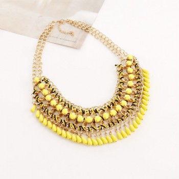 Bohemia Beads Tassel Necklace Draped Pendant Choker Bid Long Party Statement Charm Sweater Gold Chain Women Fashion Boho Jewelry