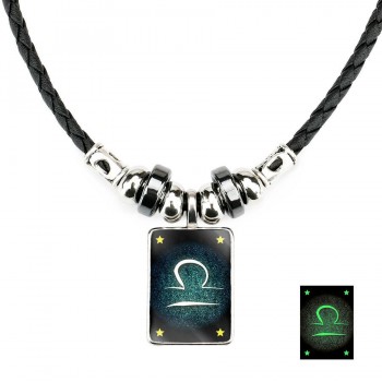 Twelve Constellation Crystal Necklace Men Black Gallstone Aquarius Pisces Scorpio Sagittarius Capricorn Beaded Pendant Necklace