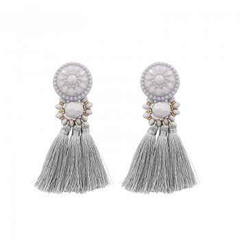 New Fashion Silver/Gold Tassel Earrings For Women Handmade Bohemia Vintage Beads Earring Ethnic Fringe Drop Earring Jewelry