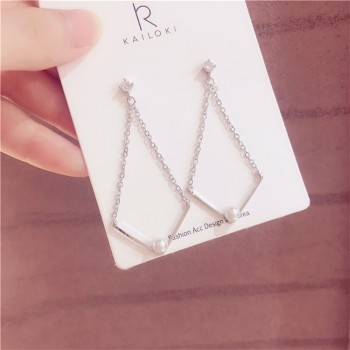 MENGJIQIAO 2018 Korean Star Trendy Shiny Zircon Drop Earrings For Women Delicate Micro Paved Long Pendientes Boucle Doreille