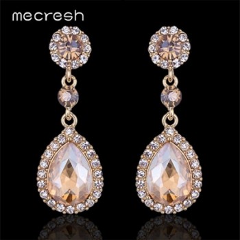 Mecresh Crystal Wedding Earrings for Women Cute Silver Black Gold Color Korean Bridal Dangle Earring 2018 Fashion Jewelry EH444
