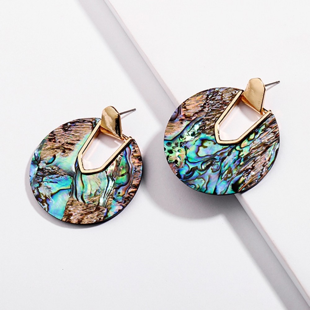 Colorful Resin Acrylic Round Circle Dangle Earrings for Women Unique Design U Shape Statement Earrings Wedding Brincos Jewelry