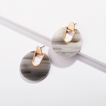 Colorful Resin Acrylic Round Circle Dangle Earrings for Women Unique Design U Shape Statement Earrings Wedding Brincos Jewelry