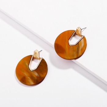 Colorful Resin Acrylic Round Circle Dangle Earrings for Women Unique Design U Shape Statement Earrings Wedding Brincos Jewelry