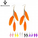 MISANANRYNE 19 Colors Fashion Jewelry fluorescent Color Exotic Dangle Earrings Long Tassel Feather Earrings for Women oorbellen