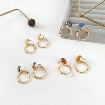 Fashion quality twist ring resin Earring Earrings exquisite girls, retro metal earrings, earrings, jewelry wholesale