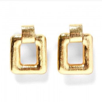 Dvacaman ZA Big Rectangle Metal Drop Earrings Women Party Hanging Earrings Handmade Trendy Statement Jewelry Gifts Female Bijoux
