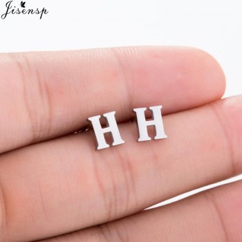 Jisensp Fashion Tiny Initial Letter Earrings Personalized Bridesmaids Gift Cute Alphabet Stud Earrings Everyday Jewelry brincos