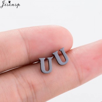 Jisensp Fashion Tiny Initial Letter Earrings Personalized Bridesmaids Gift Cute Alphabet Stud Earrings Everyday Jewelry brincos