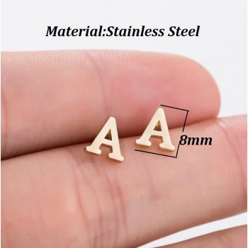 Jisensp Fashion Tiny Initial Letter Earrings Personalized Bridesmaids Gift Cute Alphabet Stud Earrings Everyday Jewelry brincos
