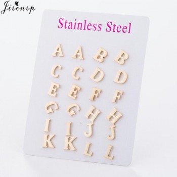 Jisensp Fashion Tiny Initial Letter Earrings Personalized Bridesmaids Gift Cute Alphabet Stud Earrings Everyday Jewelry brincos