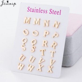 Jisensp Fashion Tiny Initial Letter Earrings Personalized Bridesmaids Gift Cute Alphabet Stud Earrings Everyday Jewelry brincos