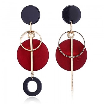XIYANIKE Fashion Statement Drop Round Wood Earrings for Women Geometry Hollow Alloy Dangle Earring Ethnic Jewelry Gifts E1604