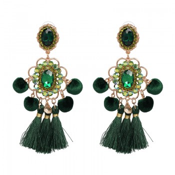 FASHIONSNOOPS Drop Hairball Earring Handmade Tassel Big Earring Dangle Bohemian Large Long Brinco Printing Ear Oorbellen 2018