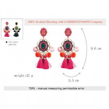 FASHIONSNOOPS Drop Hairball Earring Handmade Tassel Big Earring Dangle Bohemian Large Long Brinco Printing Ear Oorbellen 2018