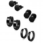 1 Set 4 Pair Different Types Shape Unisex Black Color Stainless Steel Piercing Earring For Women Men Punk Gothic Barbell Earring