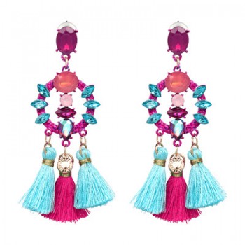 FASHIONSNOOPS Charm Fringed Bijoux Luxury Pendant Tassel Statement Earrings Hot Sale Boho Shiny Drop Dangle Earrings For Women