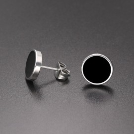 SHUANGR Fashion 1 Pair Round Shape Vintage Stud Earrings for Man Trendy Party Black Earrings Jewelry Men amp; Women Unisex