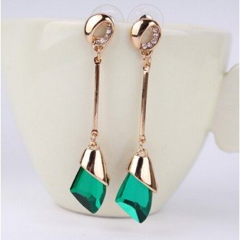 Classic Elegant Long Earrings For Women Fashion Geometric Crystal Gold Color Water Drop Earring Brincos Bijoux Jewelry